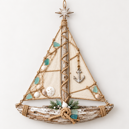 Harbor Lights Sailboat Christmas Tree – Lighted Coastal Wall Decor