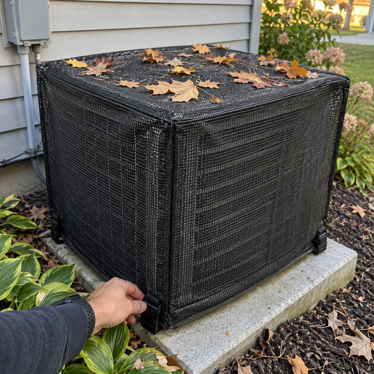 ❄️🍂 Heavy-Duty Mesh AC Cover – All-Season Outdoor Protection