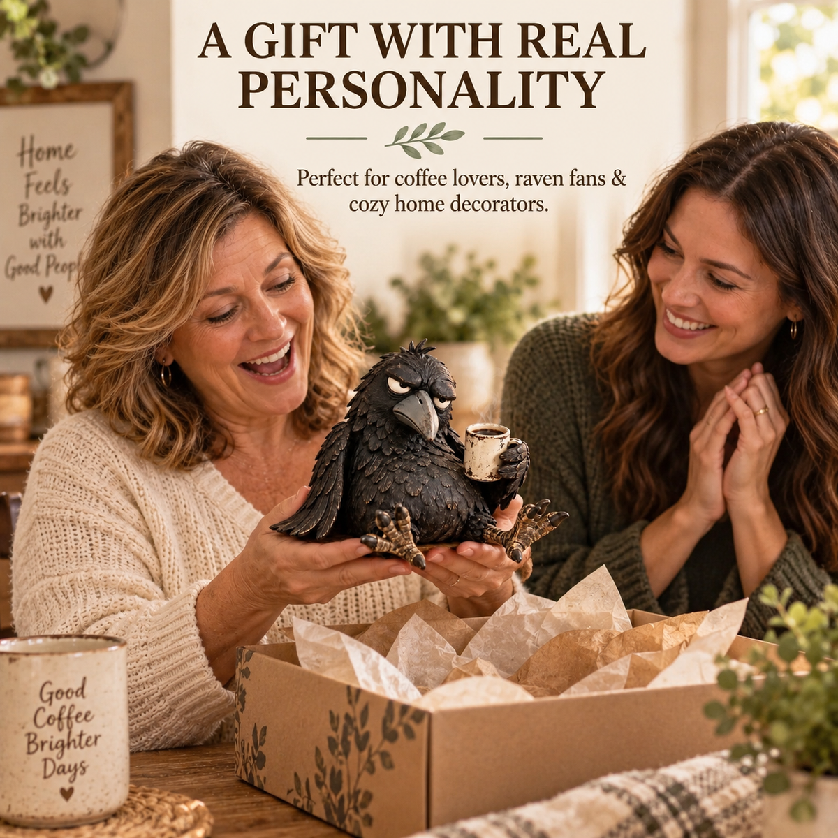 Reasons to love the rustic coffee raven figurine