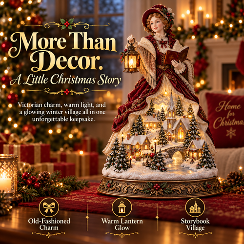 Last Day 49% OFF 🎄 Victorian Caroler Christmas Glow™ – Lighted Village Lady Tabletop Decor