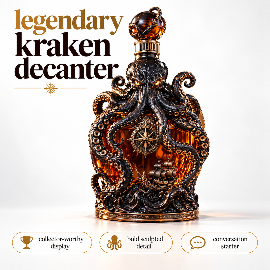 Legendary Kraken whiskey decanter