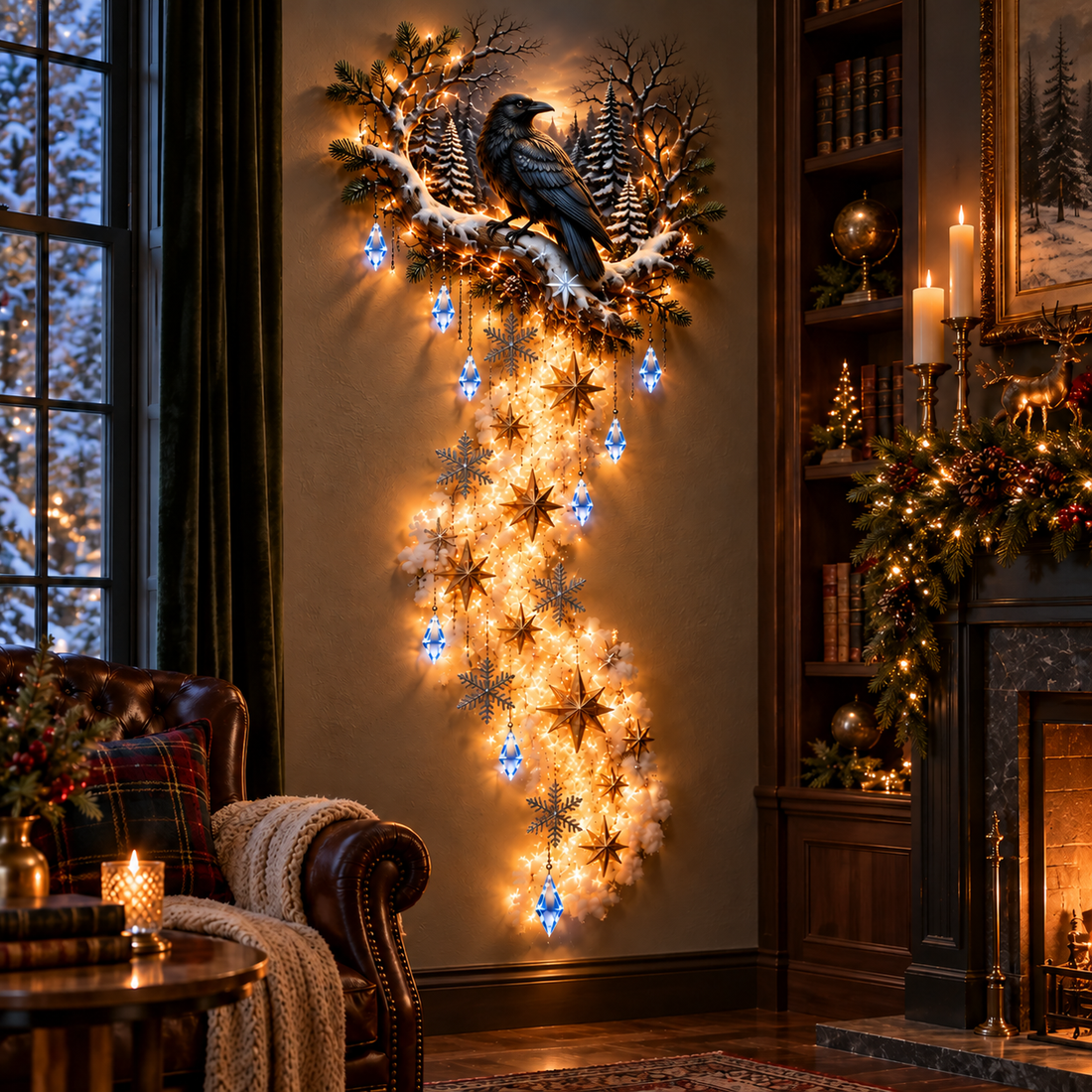 Midnight Raven Christmas Wall Light
