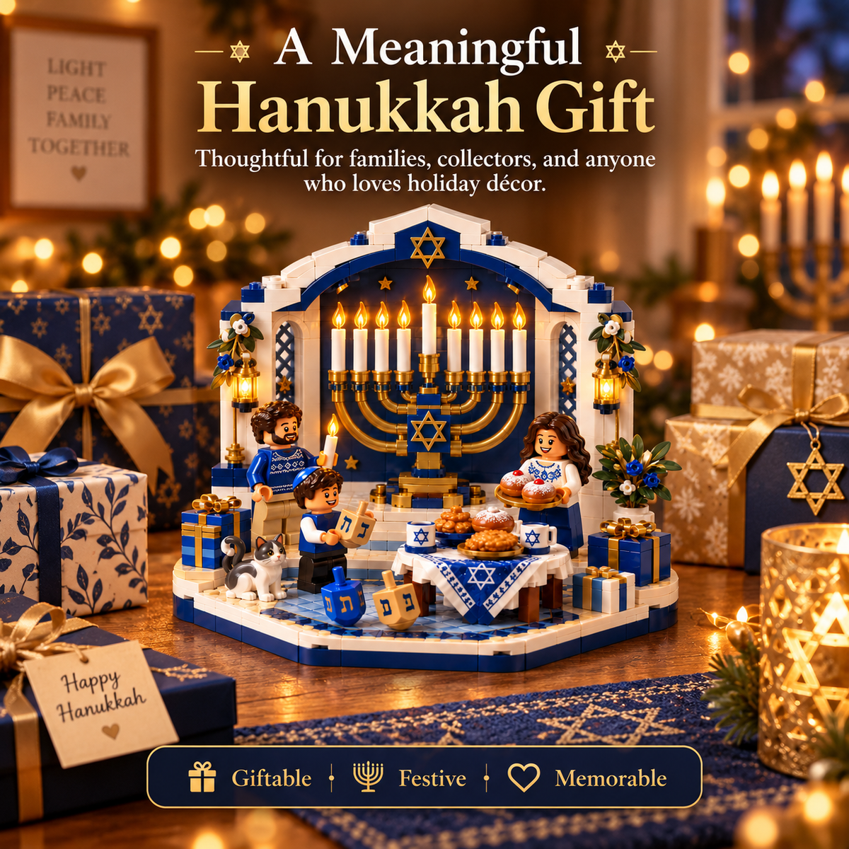 🕎✨ Last Day 50% OFF 🔥 Hanukkah Family Light Building Block Display Set