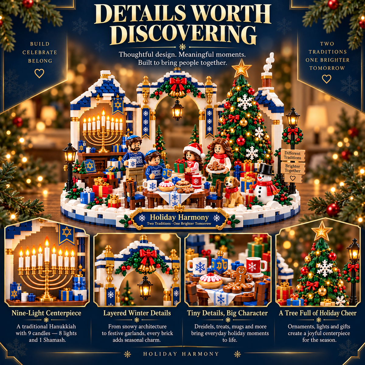 🎄🕎 Last Day 50% OFF 🔥 Holiday Harmony Christmas & Hanukkah Building Block Set