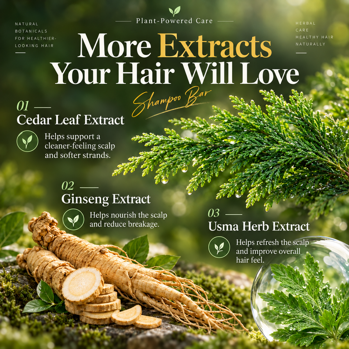 Plant powered shampoo extracts