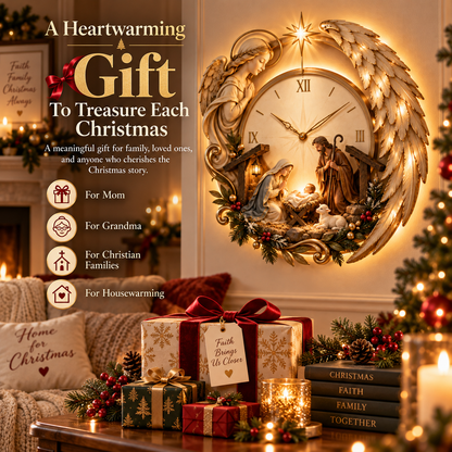 ✨ Bethlehem Angel Nativity Glow Clock