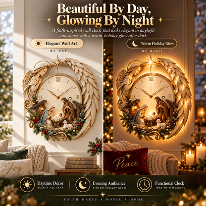 ✨ Bethlehem Angel Nativity Glow Clock