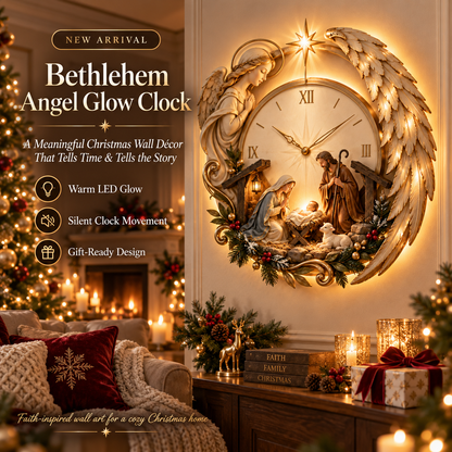 ✨ Bethlehem Angel Nativity Glow Clock