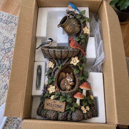 🌿 🐿️Solar Wildlife Garden Fountain – A Peaceful Stop for Birds & Squirrels