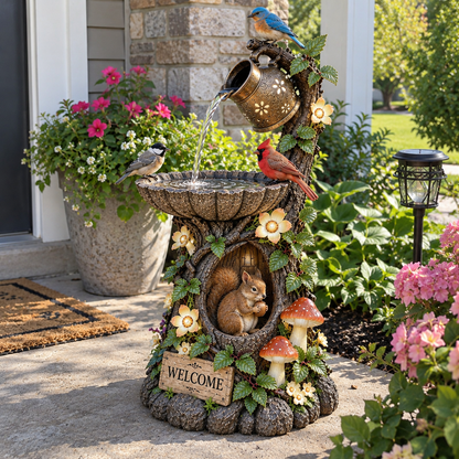 🌿 🐿️Solar Wildlife Garden Fountain – A Peaceful Stop for Birds & Squirrels