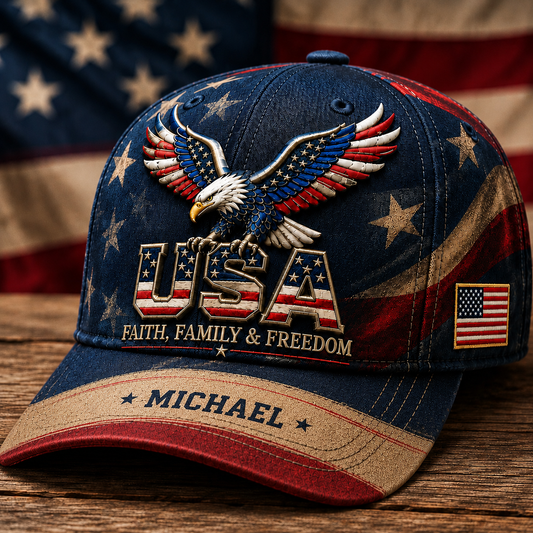 Personalized USA Eagle Name Baseball Cap
