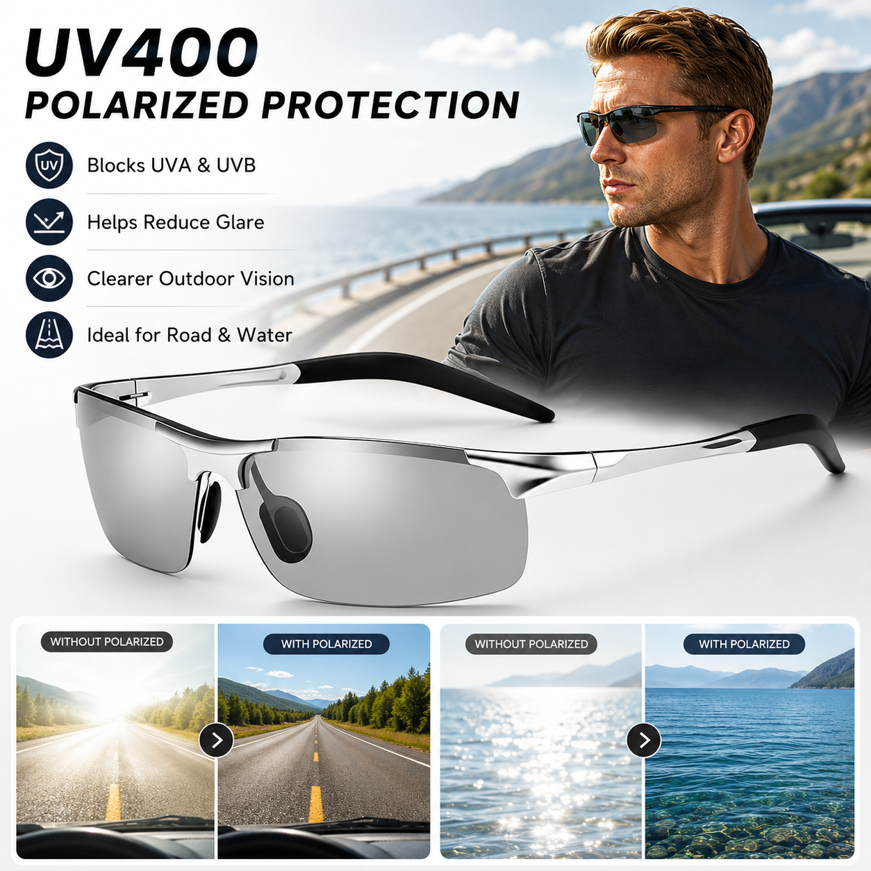 🕶️🚗 2026 Day & Night Photochromic Polarized Sunglasses with Anti-Glare Polarized Lenses
