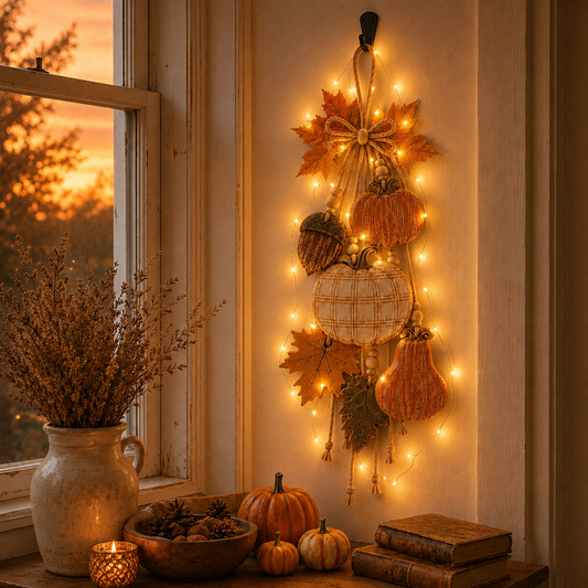 Rustic Harvest Pumpkin & Acorn Door Hanger – Farmhouse Fall Wall Decor
