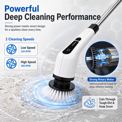 💦🏠 Electric Rotating Cleaning Brush  | 9 Brush Heads · 300 RPM · IPX5 Waterproof · 2500mAh Long Battery Life – Make Every Surface Shine