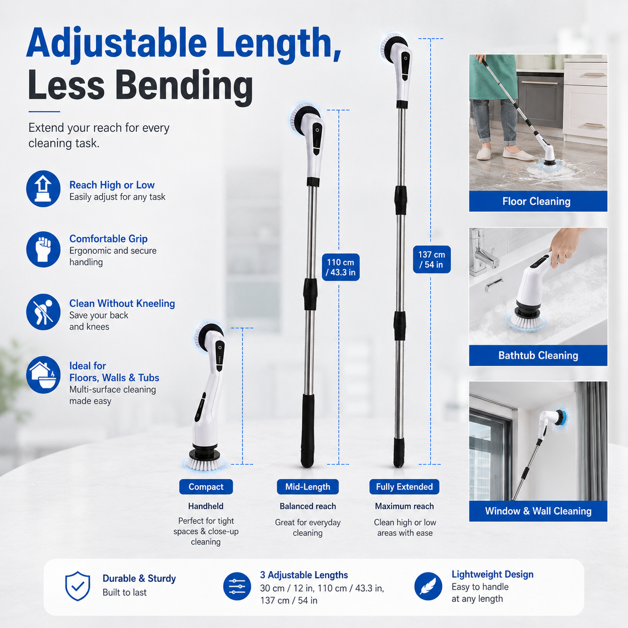 💦🏠 Electric Rotating Cleaning Brush  | 9 Brush Heads · 300 RPM · IPX5 Waterproof · 2500mAh Long Battery Life – Make Every Surface Shine