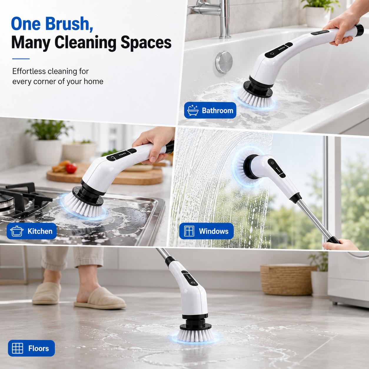 💦🏠 Electric Rotating Cleaning Brush  | 9 Brush Heads · 300 RPM · IPX5 Waterproof · 2500mAh Long Battery Life – Make Every Surface Shine