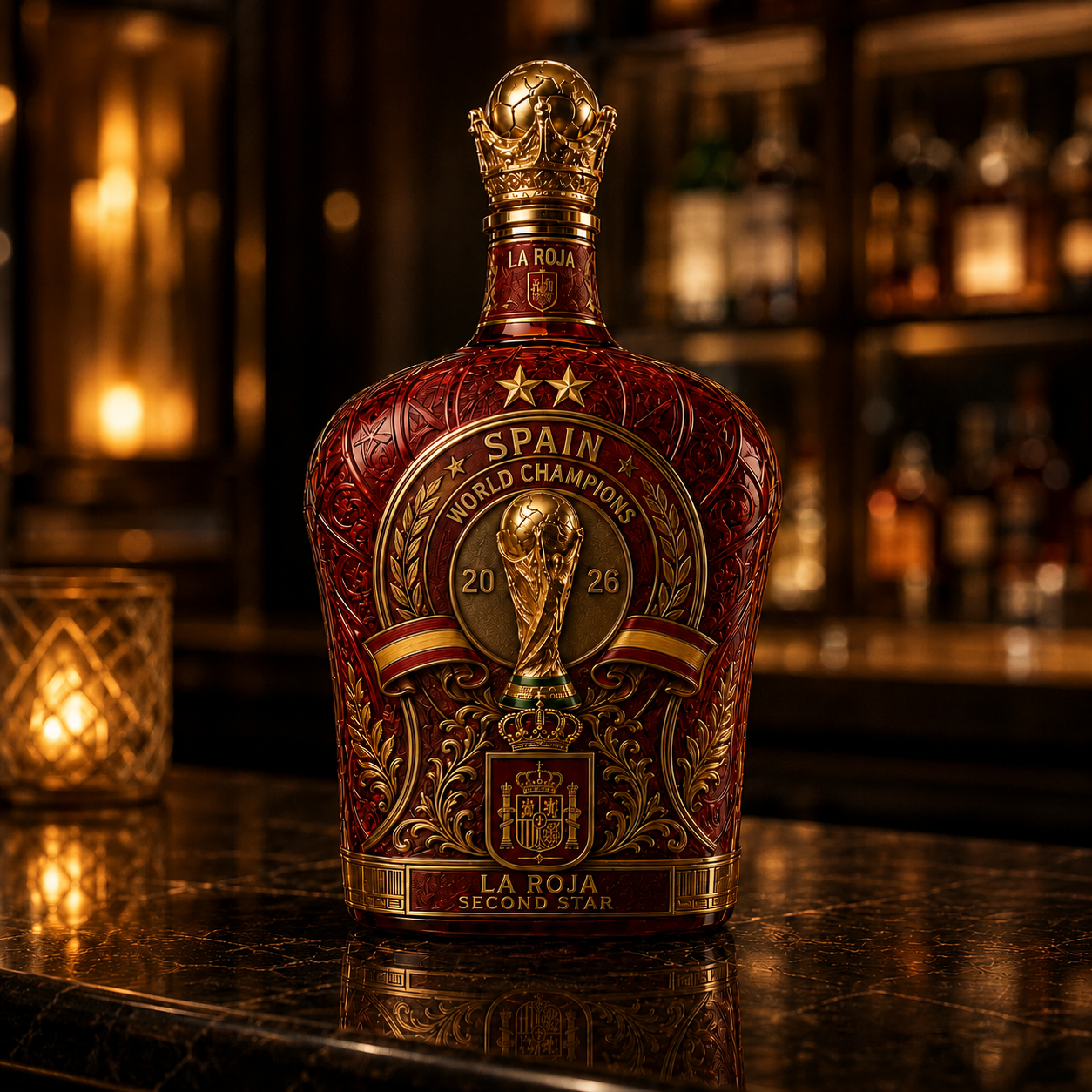 Spain Second Star World Champions 2026 Whiskey Bottle