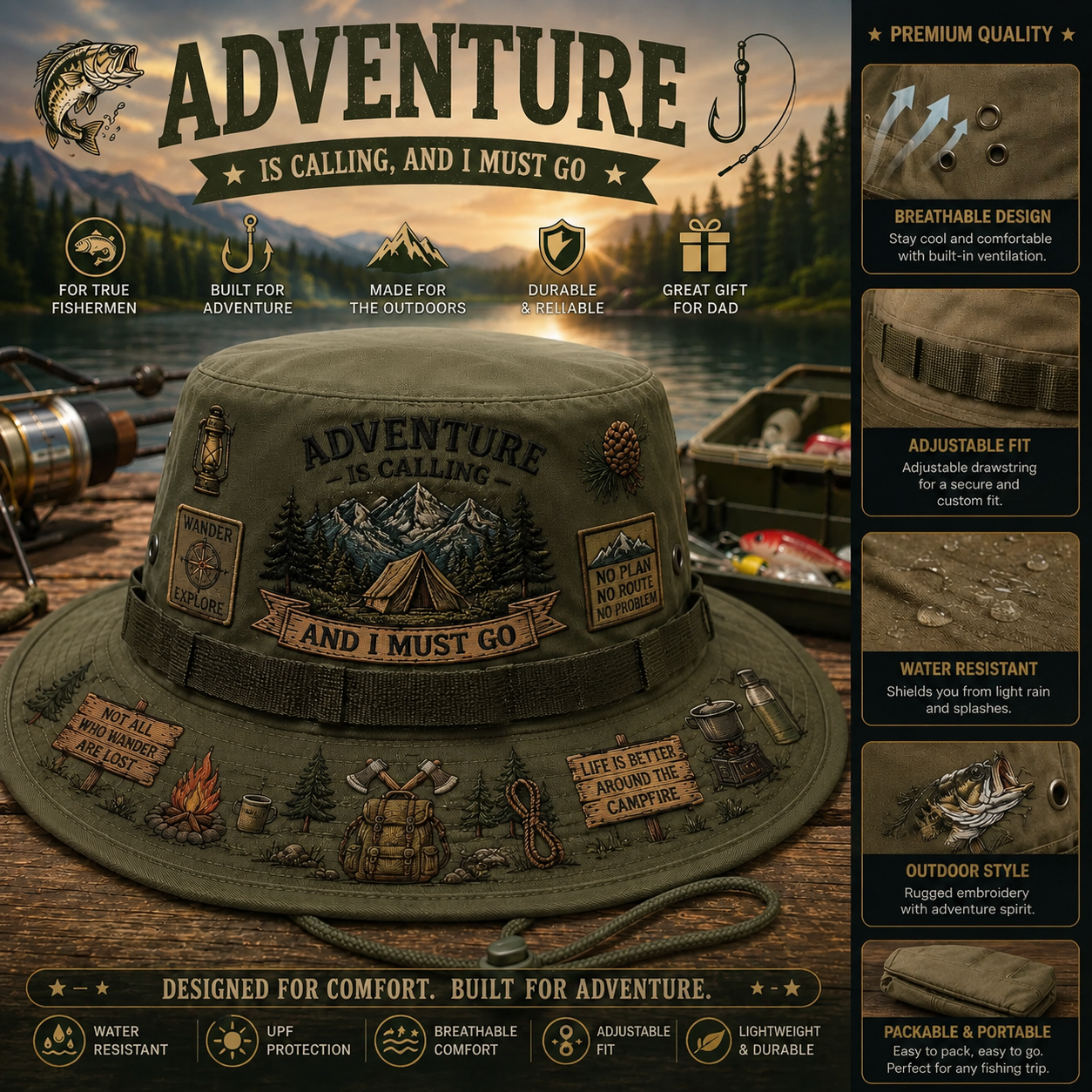 🇺🇸 Last Day Promo: 49% OFF🌲Adventure Is a Way of Life Boonie Hat