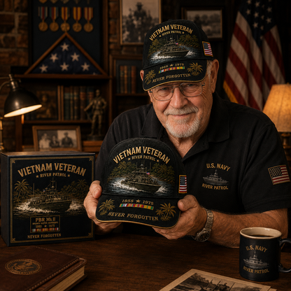us🌊🚤Vietnam Veteran PBR Mk II River Patrol – ”Never Forgotten“ Commemorative Cap