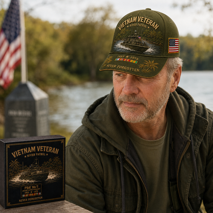 us🌊🚤Vietnam Veteran PBR Mk II River Patrol – ”Never Forgotten“ Commemorative Cap