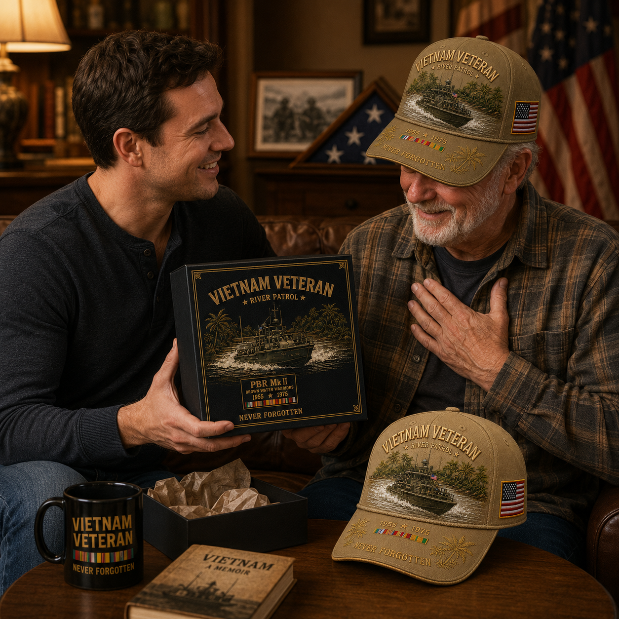 us🌊🚤Vietnam Veteran PBR Mk II River Patrol – ”Never Forgotten“ Commemorative Cap