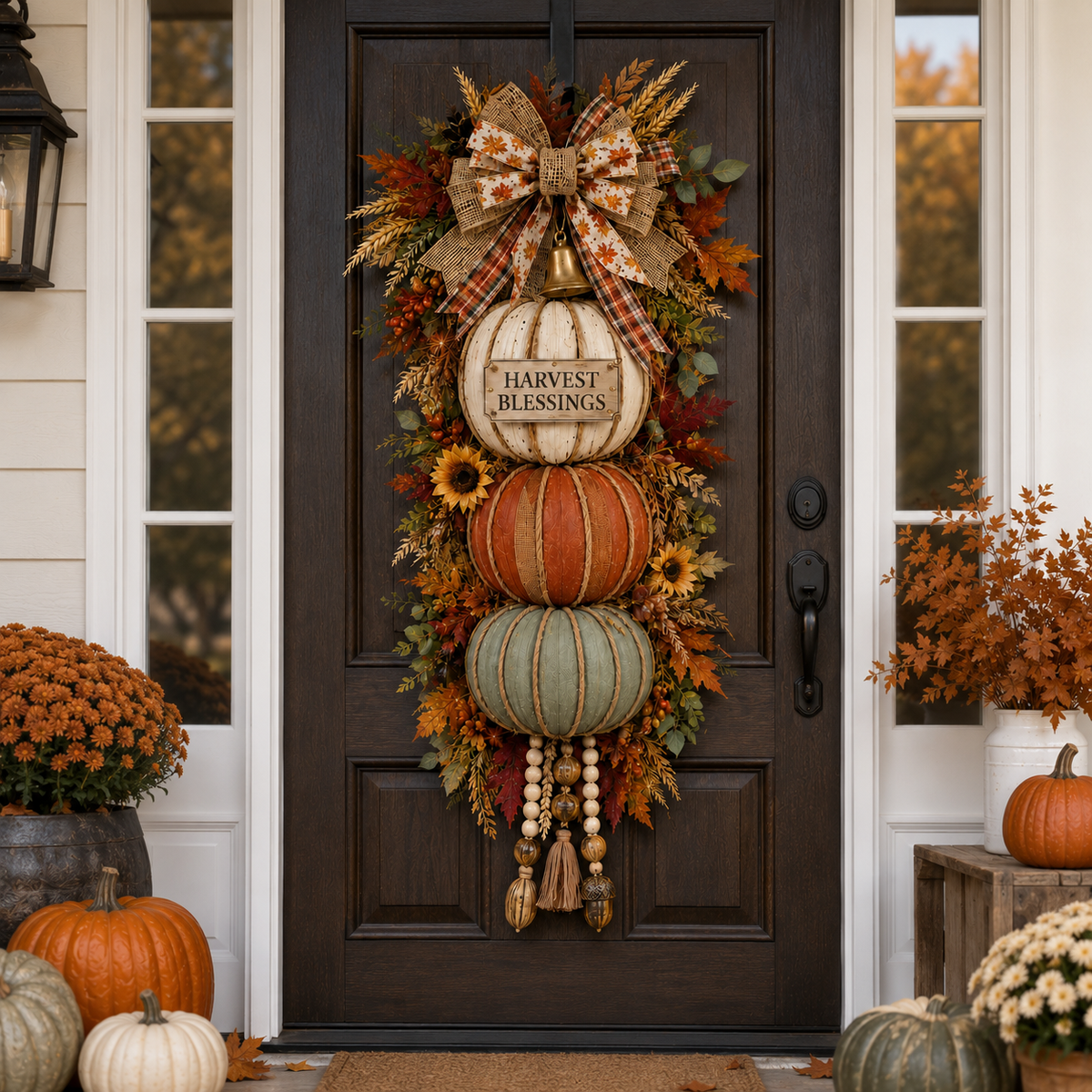 Pumpkin fall door decoration