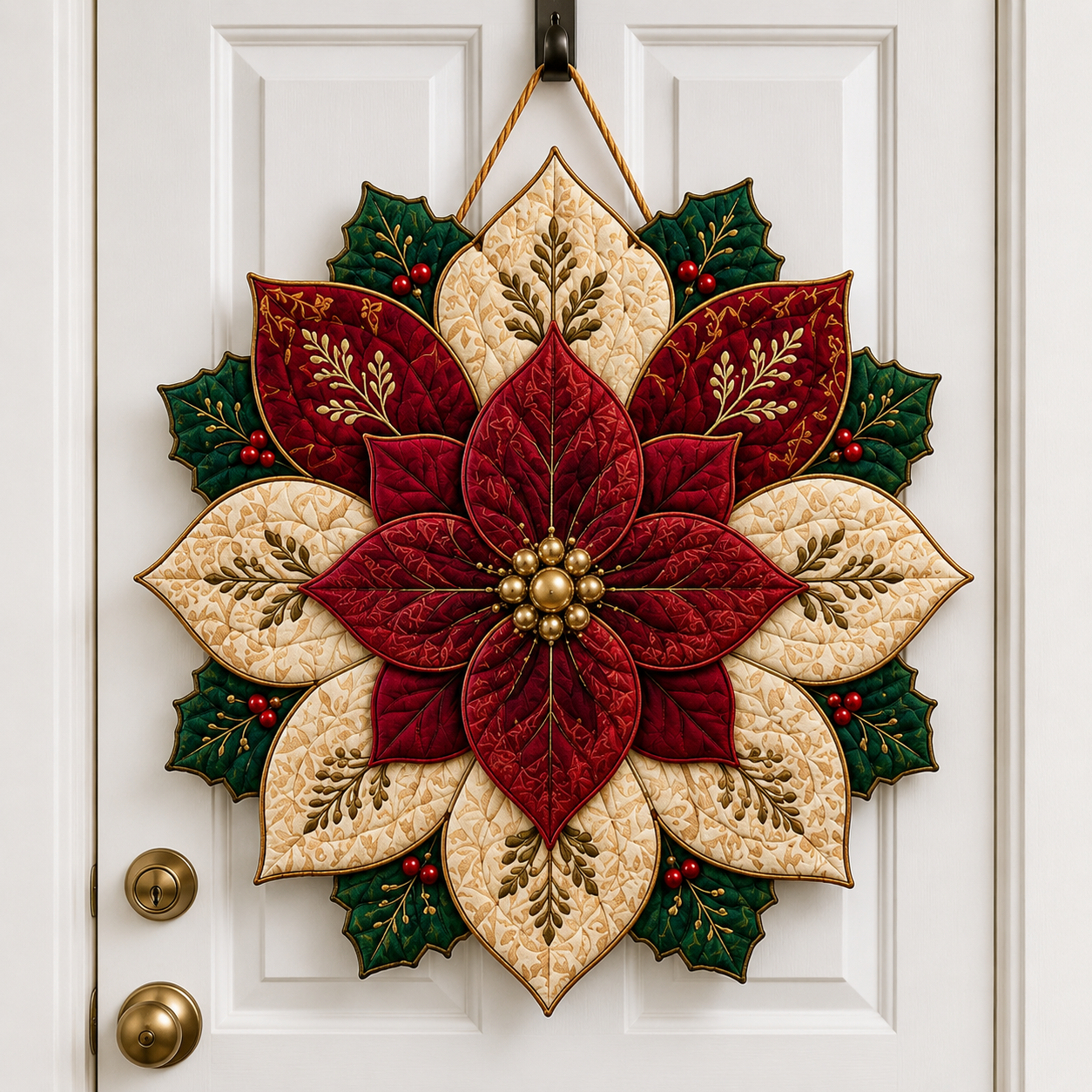 🎄 Christmas Santa & Poinsettia Quilted Table Collection