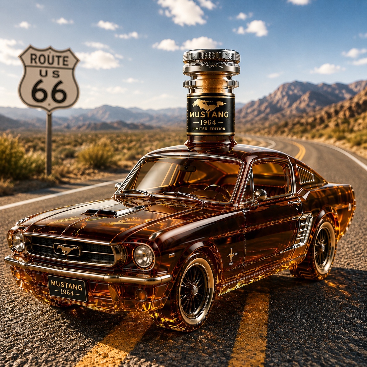 🐎Ford Mustang Muscle Car Whiskey Bottle