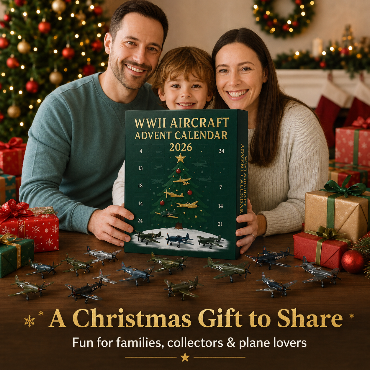WWII Aircraft Advent Calendar 2026 with 24 miniature aircraft