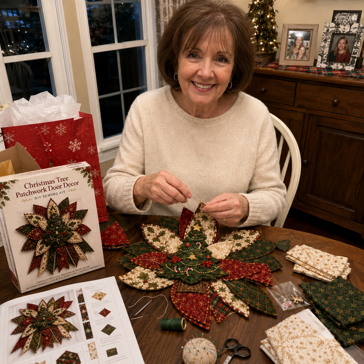 🎄💕Beginner-Friendly Oversized Christmas Character Quilted Door Hanger Sewing Kit | Complete Kit with All Tools & Step-by-Step Guide Included