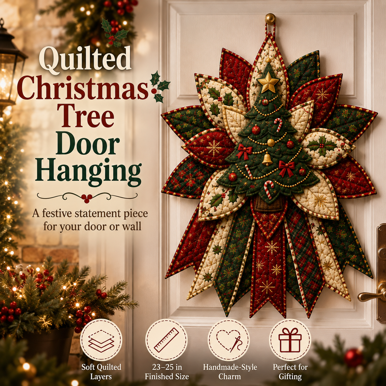 🎄💕Beginner-Friendly Oversized Christmas Character Quilted Door Hanger Sewing Kit | Complete Kit with All Tools & Step-by-Step Guide Included