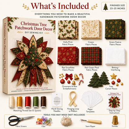 🎄💕Beginner-Friendly Oversized Christmas Character Quilted Door Hanger Sewing Kit | Complete Kit with All Tools & Step-by-Step Guide Included