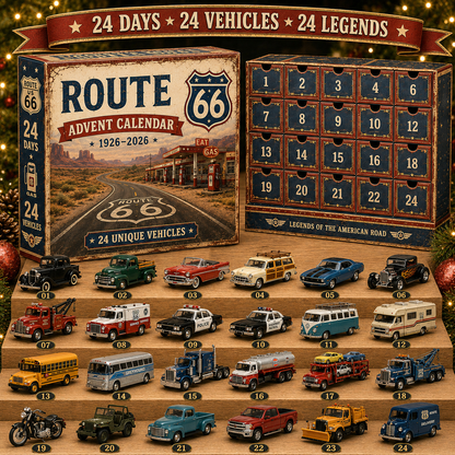 🚗🎄Route 66 Centennial Advent Calendar – 24 Days of American Road Legends | 1926–2026 Collector’s Edition