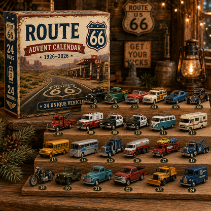 🚗🎄Route 66 Centennial Advent Calendar – 24 Days of American Road Legends | 1926–2026 Collector’s Edition