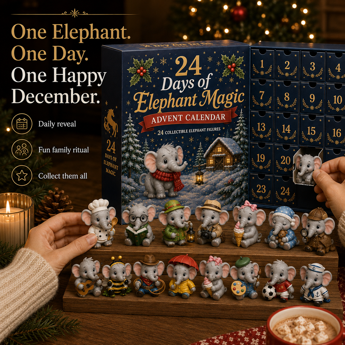 🐘 24 Days of Elephant Magic™ Advent Calendar – 24 Collectible Christmas Elephant Surprises