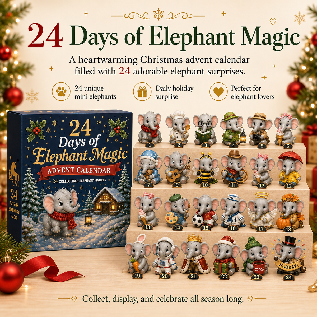 🐘 24 Days of Elephant Magic™ Advent Calendar – 24 Collectible Christmas Elephant Surprises