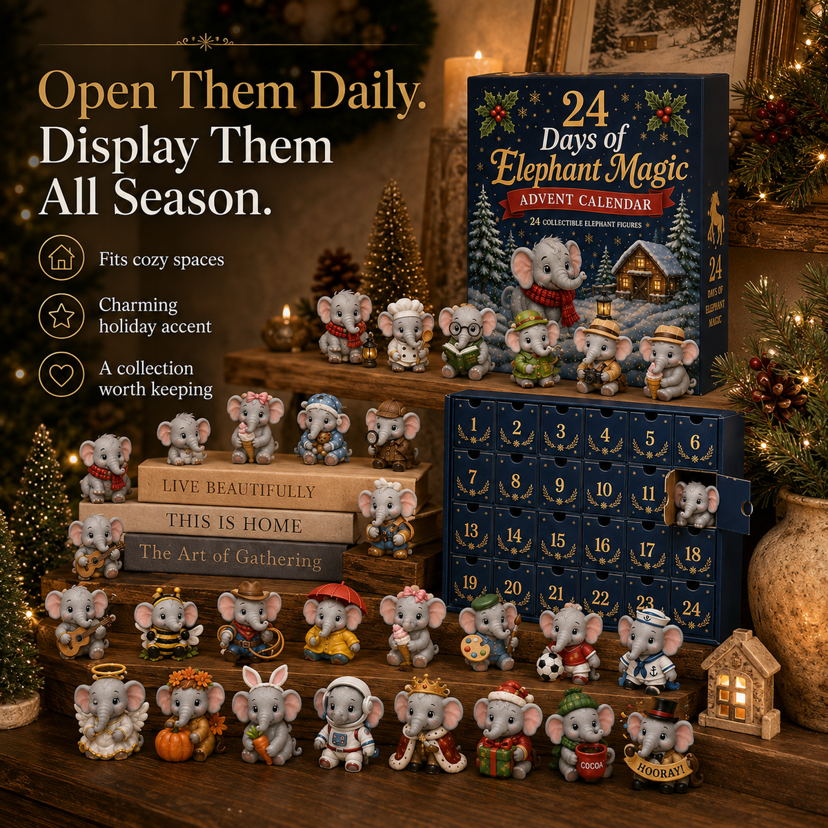🐘 24 Days of Elephant Magic™ Advent Calendar – 24 Collectible Christmas Elephant Surprises