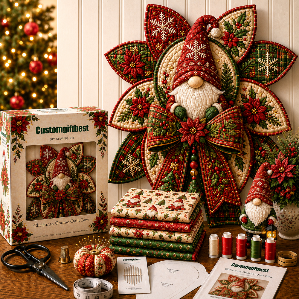 Gingerbread Christmas Quilt Bow DIY Sewing Kit