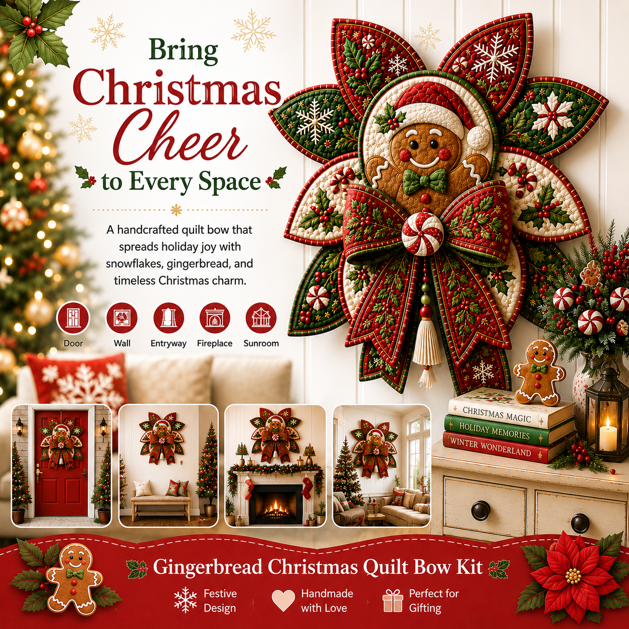 🧵Christmas Quilt Bow DIY Sewing Kit