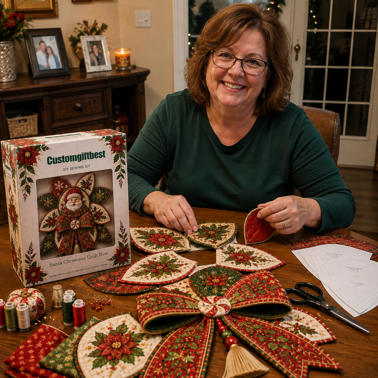 🧵Christmas Quilt Bow DIY Sewing Kit