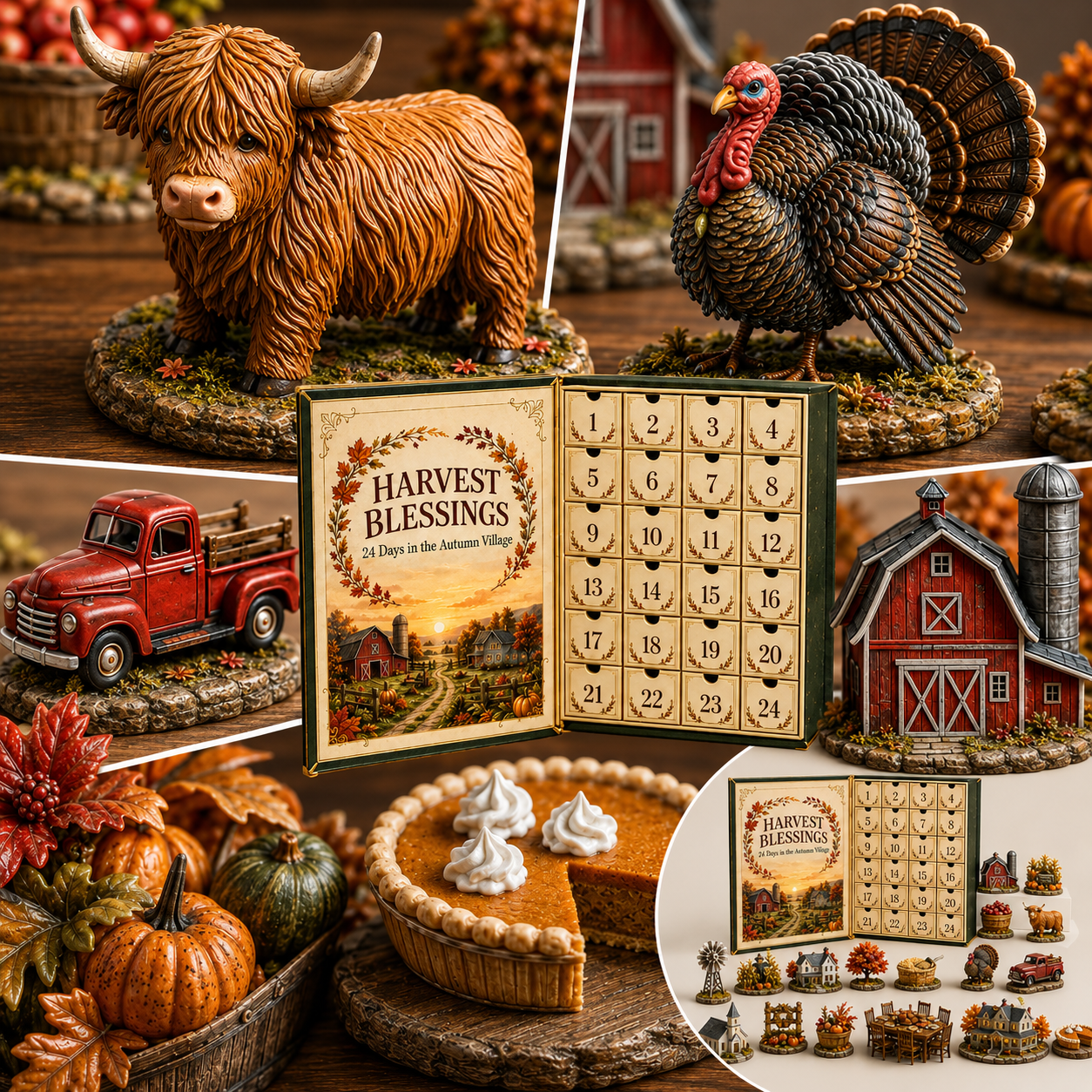 Complete Harvest Blessings autumn village display