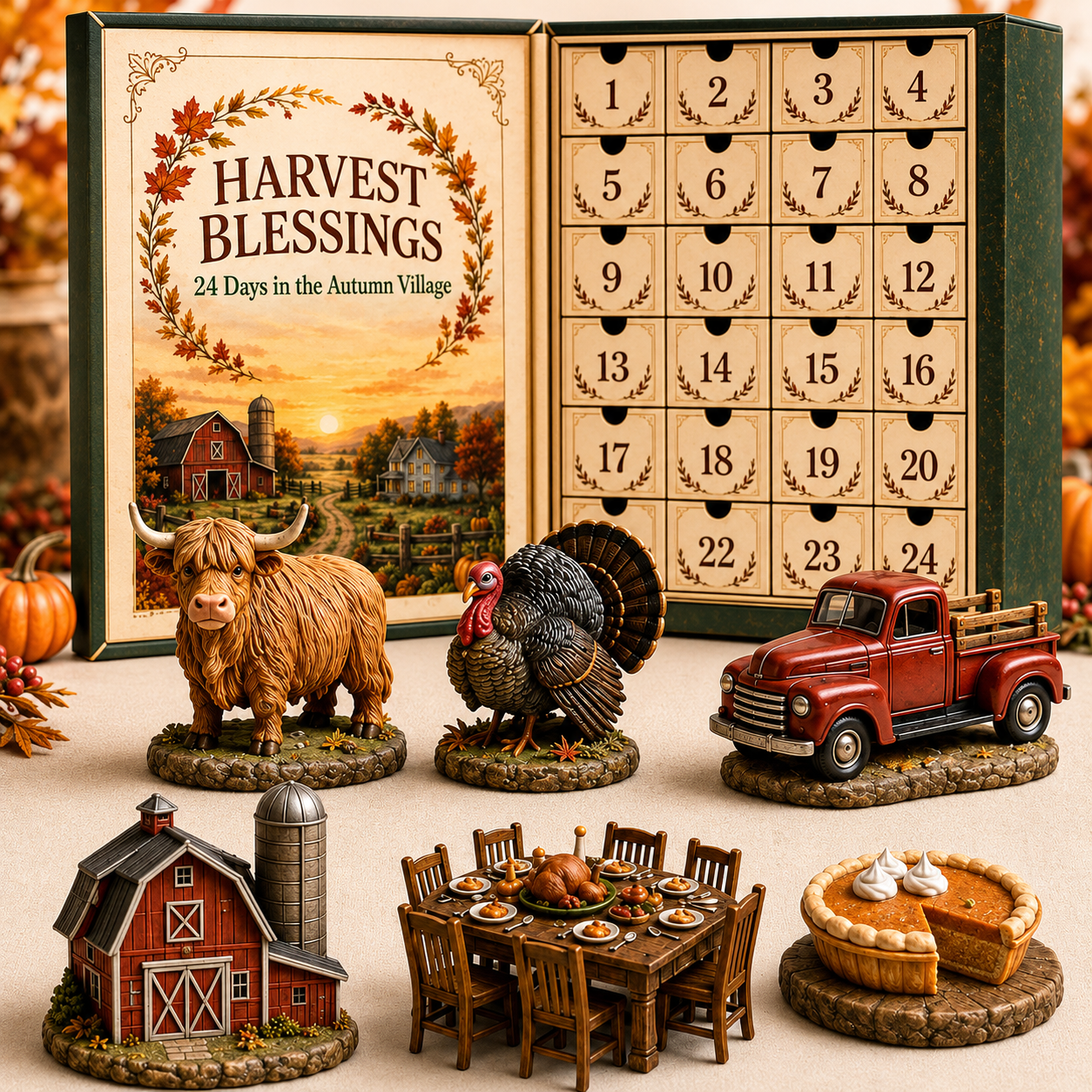 Opening a numbered Harvest Blessings advent calendar drawer