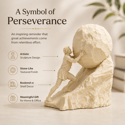 📚⛰️ Sisyphus Bookend – Symbolic Sculptural Book Holder for Strength, Persistence & Progress