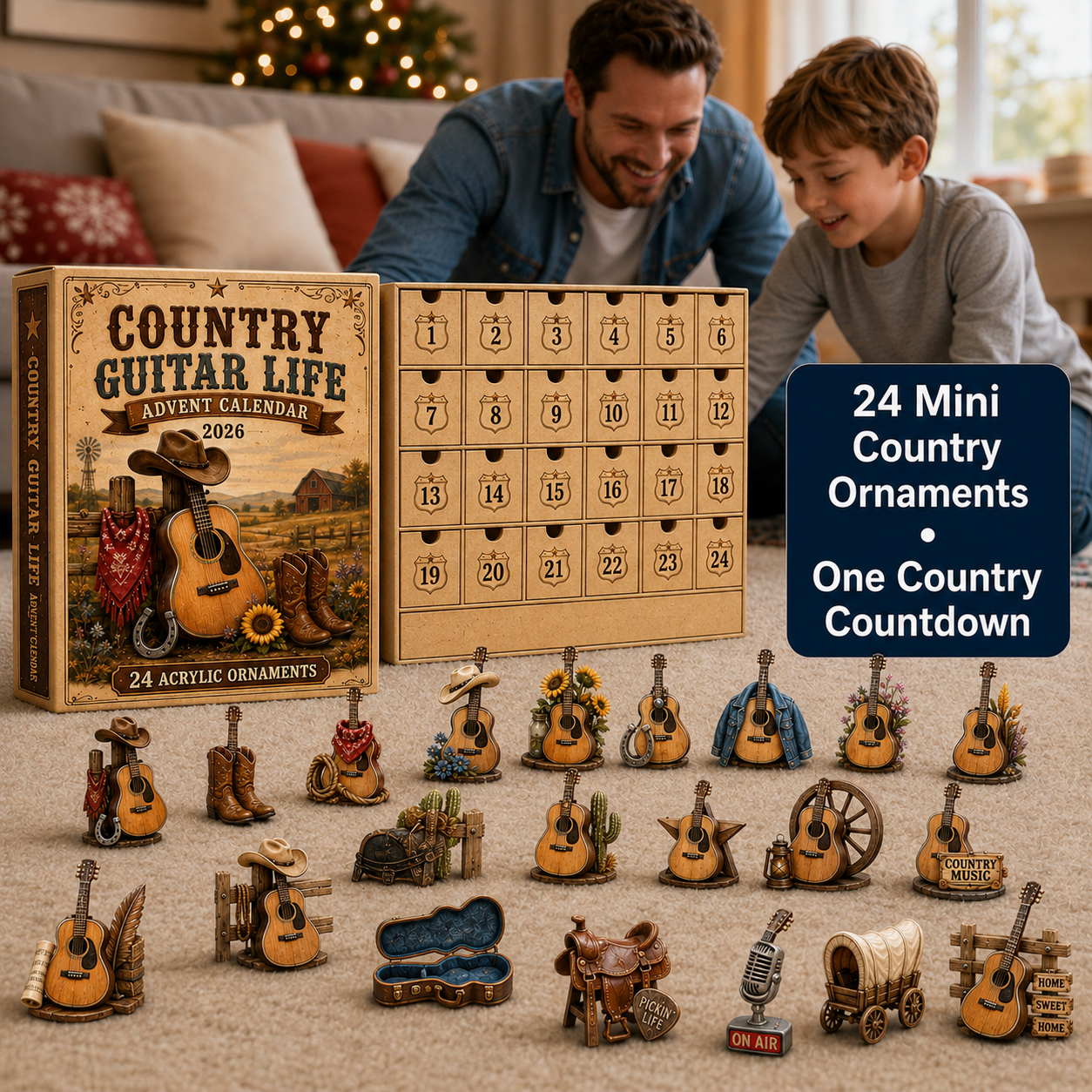 Family opening Country Guitar Life Advent Calendar