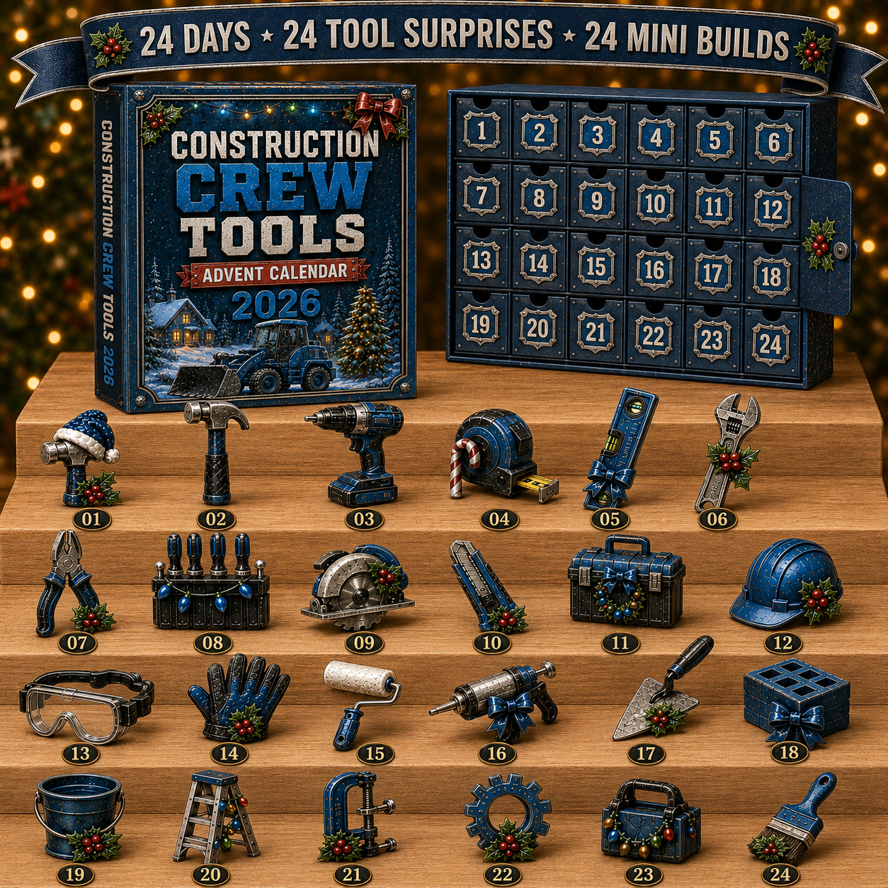🎁Construction Crew Tools Advent Calendar 2026 - 24-Day Festive Countdown