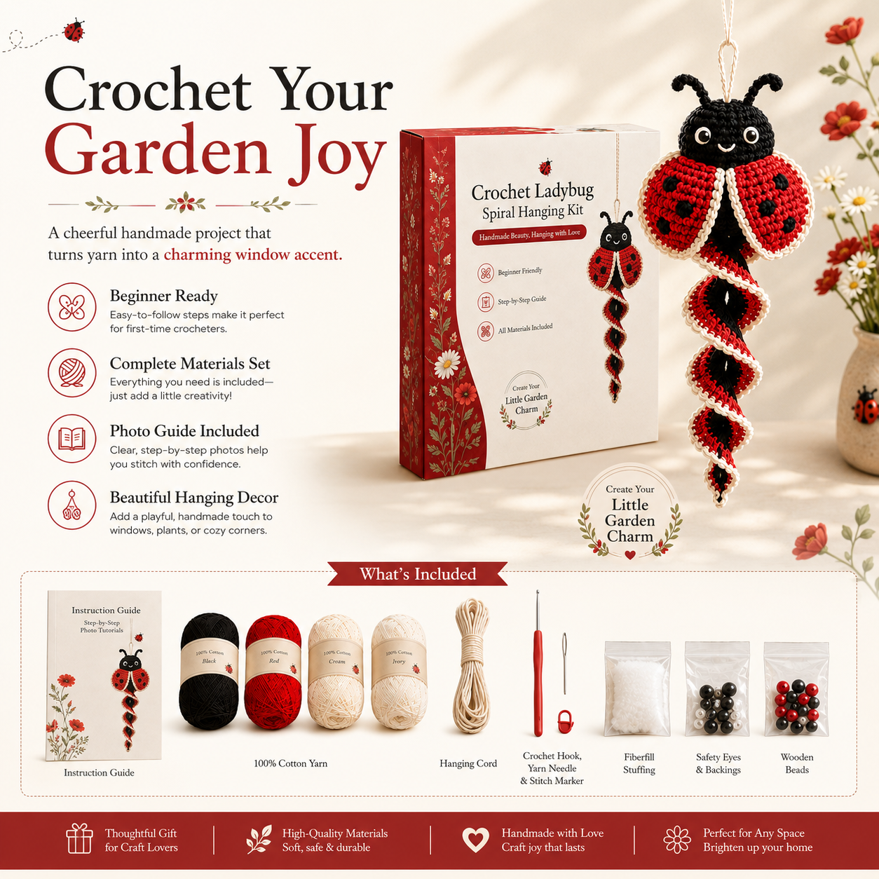 Crochet Spiral Hanging Kit materials included