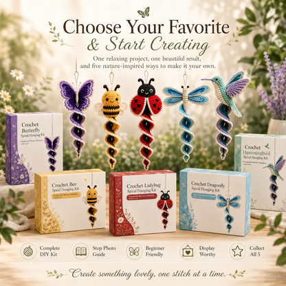 🧶 Crochet Garden Animal Spiral Hanging Kit – Beginner-Friendly DIY Craft