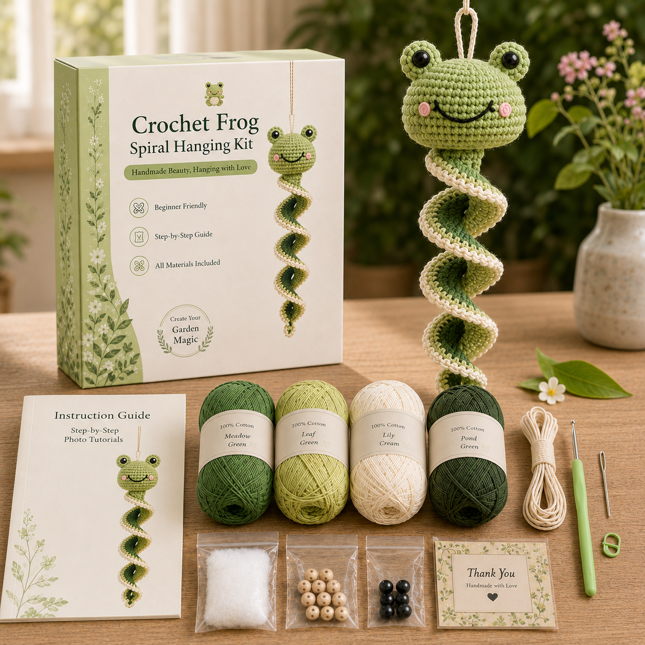 🧶 Crochet Garden Animal Spiral Hanging Kit – Beginner-Friendly DIY Craft