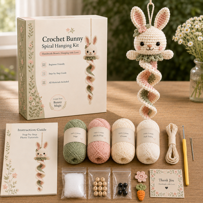 🧶 Crochet Garden Animal Spiral Hanging Kit – Beginner-Friendly DIY Craft