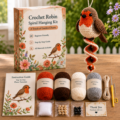 🧶 Crochet Garden Animal Spiral Hanging Kit – Beginner-Friendly DIY Craft